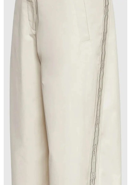 Pamuklu Twill Tamamı Baskılı Logolu Çizgili Kadın Beyaz Pantolon LV044D612G-GTR modelleri