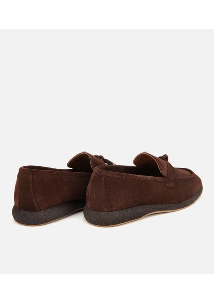 01AYH313260A480 KADIN Süet Deri Kahverengi Gold Aksesuarlı Klasik Loafer fırsatları