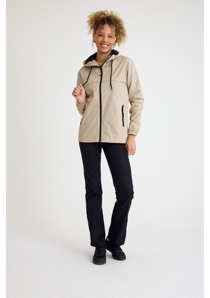 Kadın Içi Astarlı Suya Dayanıklı Kapüşonlu Cepli Yağmurluk