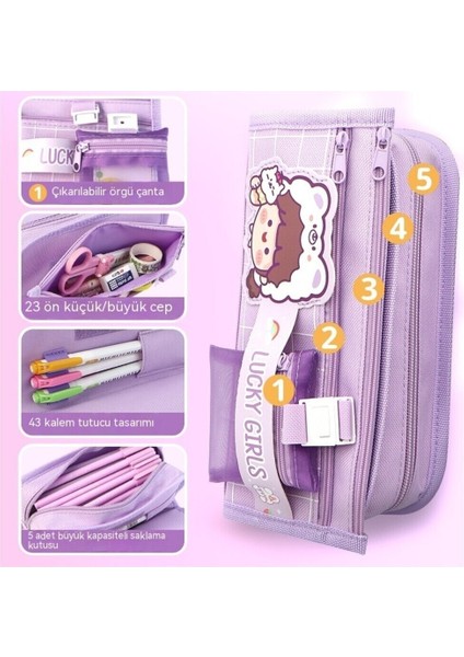 Çok Katmanlı Fonksiyonel Makyaj Çantası, Mor Renkli, Düzenli ve Şık Tasarım