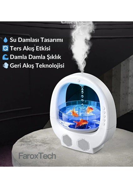 Akvaryumlu Hava Nemlendirici | 700ML Balık Tankı & LED Işıklı Tasarım | Bluetooth Hoparlörlü fiyatları