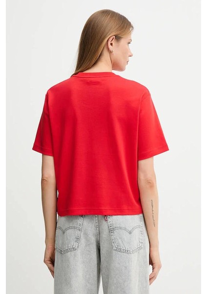 Kısa Kollu 2 Renkli 3D Nakışlı Logolu Kadın T-Shirt LV047D205G-VTW modelleri