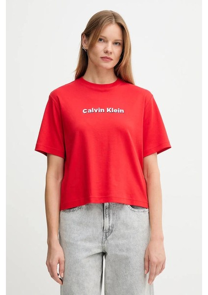 Kısa Kollu 2 Renkli 3D Nakışlı Logolu Kadın T-Shirt LV047D205G-VTW fırsatları