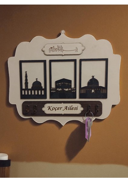Kişiselleştirilebilir Dekoratif Islami Anahtarlık Askısı Tepih Anahtar Düzenleyici Ahşap Askılık fırsatları