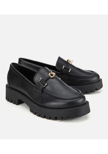 01AYH314700A100 KADIN Siyah Kalın Tabanlı Klasik Loafer fiyatları