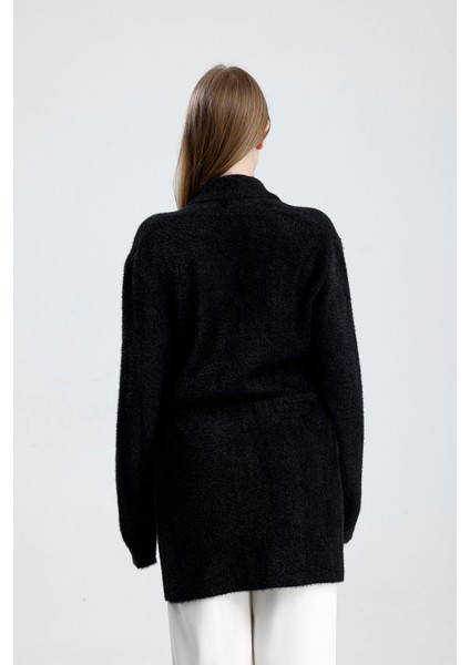 Önü Kurdele Bağlamalı Şal Yaka Hırka