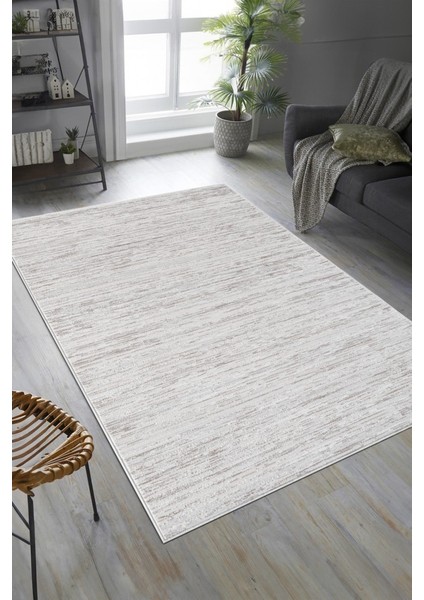 Pamuk Tabanlı Modern Tasarımlı Sisal Çizgili Bej Renk Halı