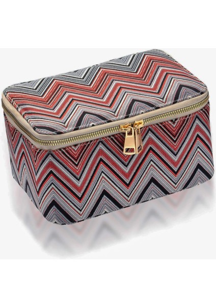 Çok Renkli Zigzag Makyaj Çantası, Şık ve Kullanışlı Makyaj Malzeme Organizeri