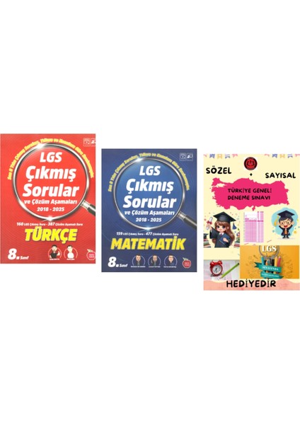 2018-2025 Türkçe - Matematik Lgs Çıkmış Sorular ve Çözüm Aşamaları - Hediye