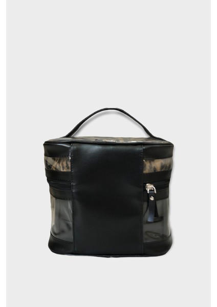 Şık Siyah Leopar 4'lü Seyahat ve Makyaj Çantası Seti indirimleri