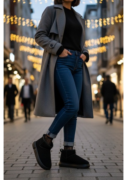 Tazzy Kadın Kalın Taban Içi Tüylü Günlük Mini Yarım Bot fırsatları