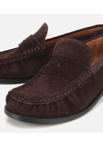01AYH311580A480 KADIN Süet Deri Kahverengi Yumuşak Dokulu Klasik Loafer modelleri