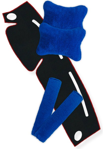 Hyundai Accent Yumurta Kasa Torpido Koruma Halısı + Mavi Araç Boyun Yastığı & Emniyet Kemer Pedi