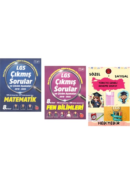 2018-2025 Matematik - Fen Bilimleri Lgs Çıkmış Sorular ve Çözüm Aşamaları - Hediye