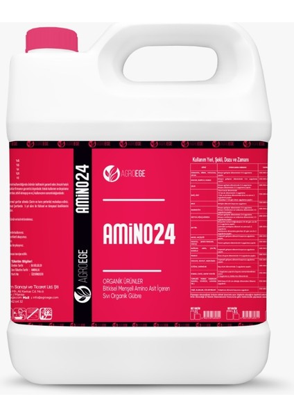 Amino 24 (Sıvı Aminoasit) Organik Gübre 1 Lt