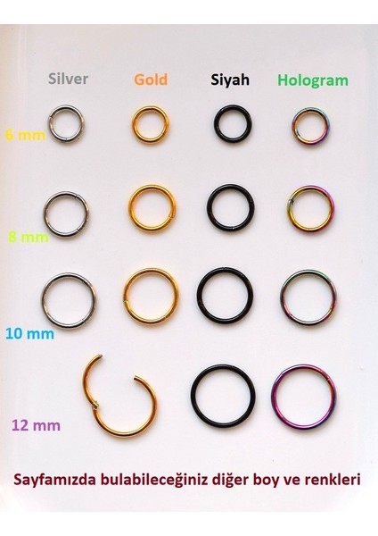 6 mm Gold Cerrahi Çelik Düz Halka Tragus Piercing Helix Kıkırdak Rook Daith