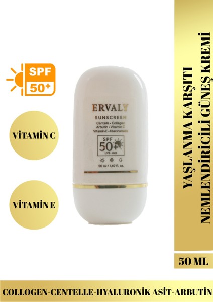 Yüksek Uvb+Uva Korumalı Yaşlanma Karşıtı Nemlendiricili 7 Aktifli SPF50+ Güneş Kremi