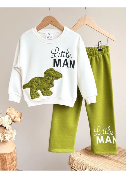 Dinazor Nakışlı Aplike Detaylı Sweatshirt ve Eşofman Takımı