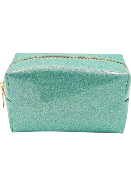 Yeşil Silikon Pastel Simli Makyaj Çantası, Şık ve Kullanışlı.