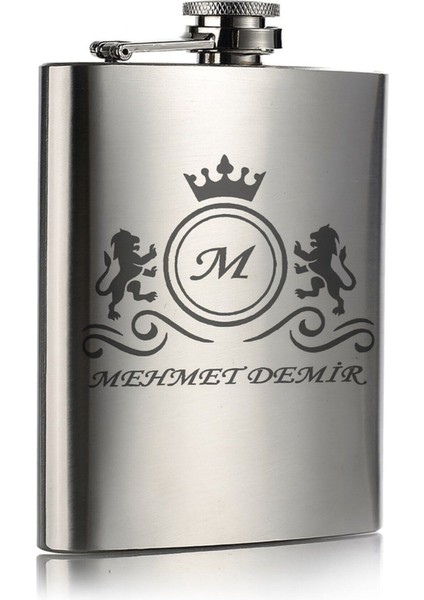 Paslanmaz Çelik Cep Matarası Kişiye Isme Özel Aslanlar Motifli 9 Oz 266 ml Içecek Cep Matarası fiyatları