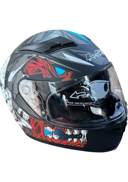 Fullface Güneş Vizörlü Kask Matblue Medium (M)