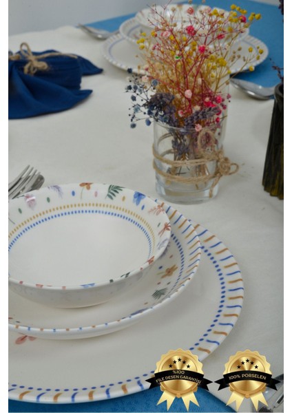 Dalya 18 Parça 6 Kişilik Porselen Yemek Takımı