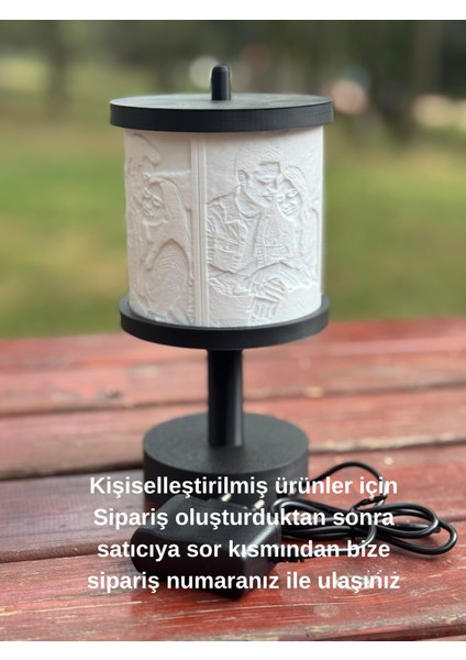 Kişiye Özel Silindir Fotoğraf Lamba – Dekoratif Gece Lambası - Beyaz ve Sarı Işık Seçenekleriyle