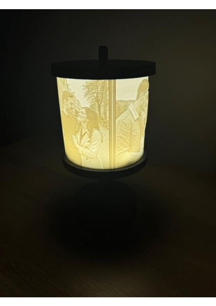 Kişiye Özel Silindir Fotoğraf Lamba – Dekoratif Gece Lambası - Beyaz ve Sarı Işık Seçenekleriyle modelleri