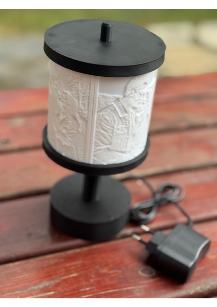 Kişiye Özel Silindir Fotoğraf Lamba – Dekoratif Gece Lambası - Beyaz ve Sarı Işık Seçenekleriyle