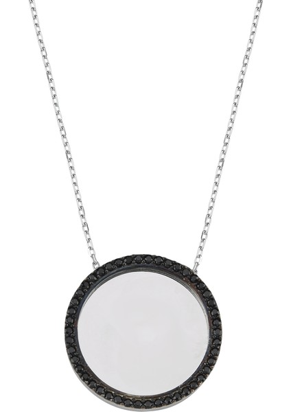 Gümüş Siyah Taşlı Plaka Isim Kolye fiyatları