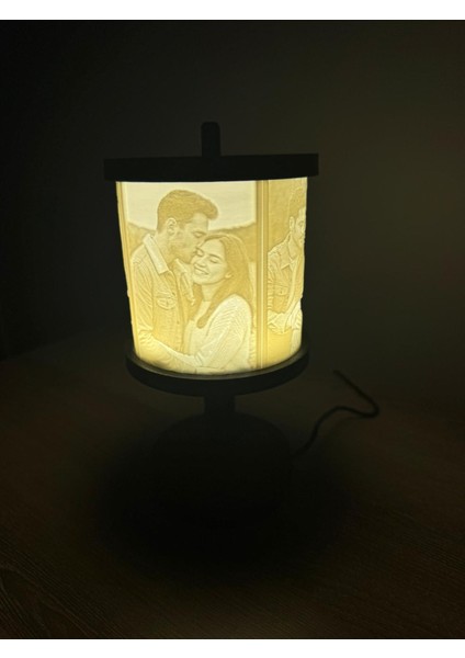 Kişiye Özel Silindir Fotoğraf Lamba – Dekoratif Gece Lambası - Beyaz ve Sarı Işık Seçenekleriyle