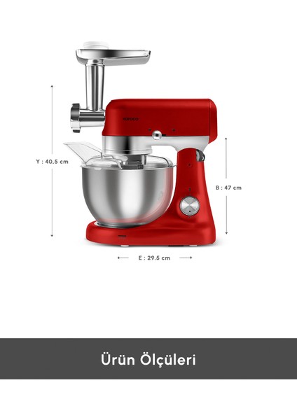 Kırmızı 5l Döküm Çok Amaçlı Yoğurma ve Çekme Makinesi fiyatları