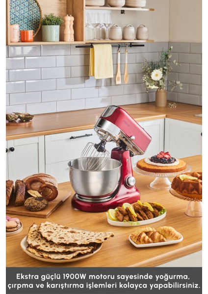 Kırmızı 5l Döküm Çok Amaçlı Yoğurma ve Çekme Makinesi modelleri