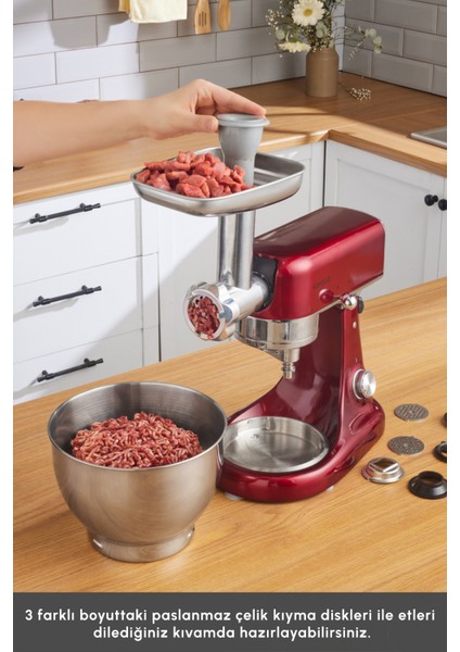 Kırmızı 5l Döküm Çok Amaçlı Yoğurma ve Çekme Makinesi fırsatları
