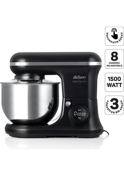 5l Kapasiteli Stand Mikser, 3 Aparat, 1500W, Siyah, Çok Fonksiyonlu
