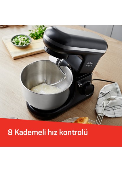 5l Kapasiteli Stand Mikser, 3 Aparat, 1500W, Siyah, Çok Fonksiyonlu