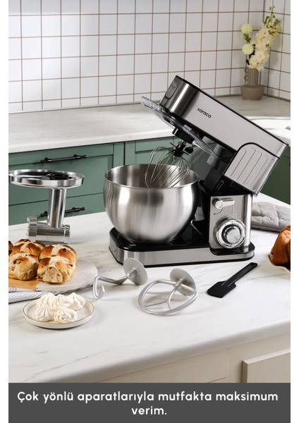Güçlü 1300W, 7l Stand Mikser, Şık Gri Tasarım, Yüksek Performans, Kolay Kullanım indirimleri