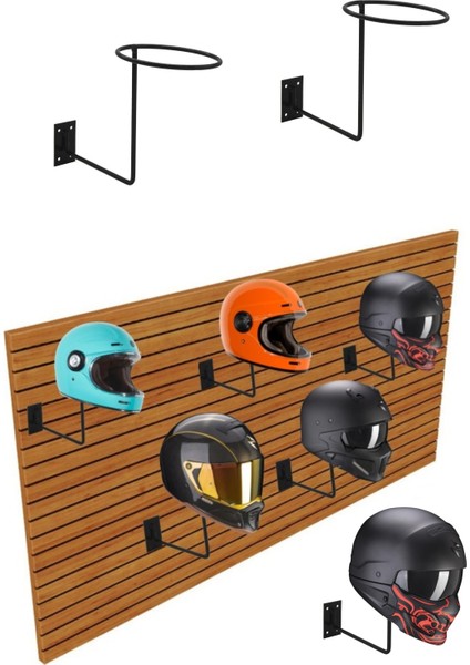 2 Adet Motosiklet Kask Standı Duvara Monteli 2 Li Set