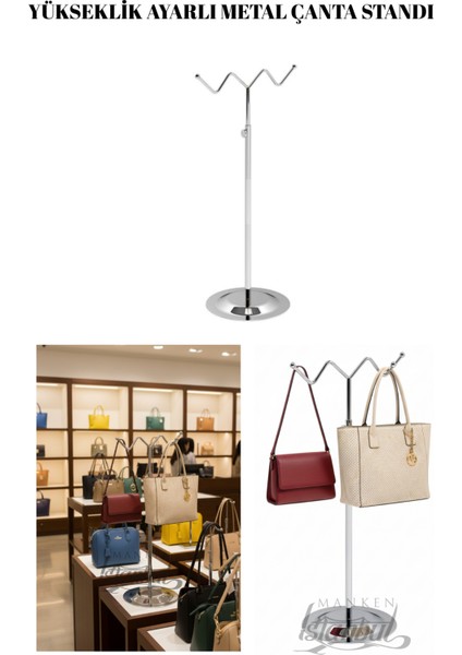 Ayarlanabilir Krom Kaplama Çanta Standı