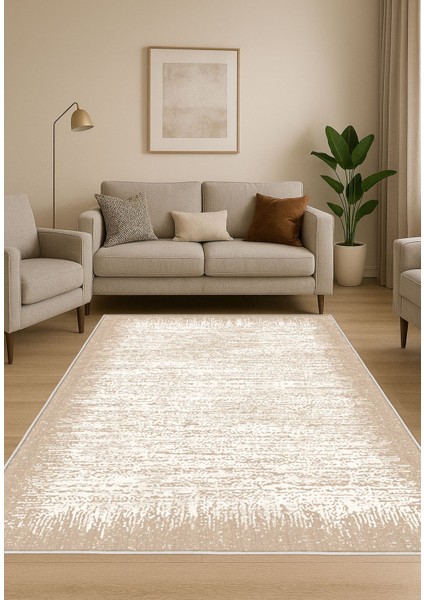 Krem Dijital Baskı Salon Halısı Kaymaz Tabanlı Yıkanabilir Halı Yolluk