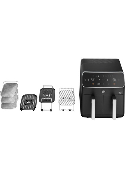 Iki Hazneli Az Yağlı Fritöz, Şık ve Kullanışlı Siyah Tasarım