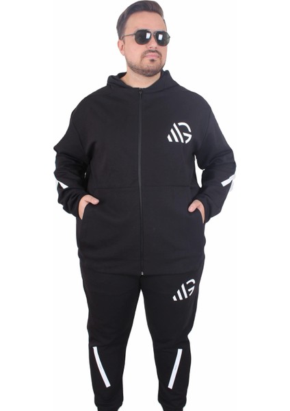 Büyük Beden Double Face Eşofman Takım M.g TK25611 Sıyah