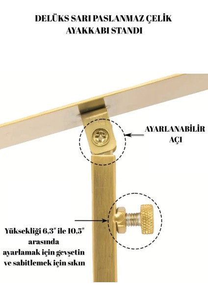 Paslanmaz Satine Mat Gold Çelik Ayarlanabilir Ayakkabı Standı fırsatları