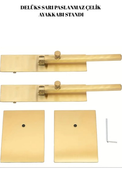 Paslanmaz Satine Mat Gold Çelik Ayarlanabilir Ayakkabı Standı indirimleri
