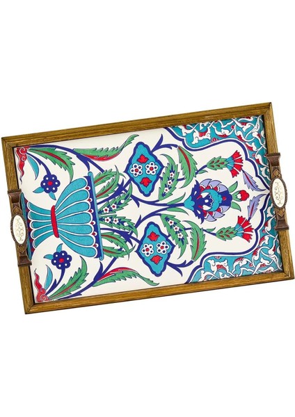 El Yapımı Ahşap ve Seramik Servis Tepsisi