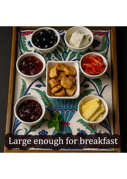 El Yapımı Ahşap ve Seramik Servis Tepsisi fırsatları