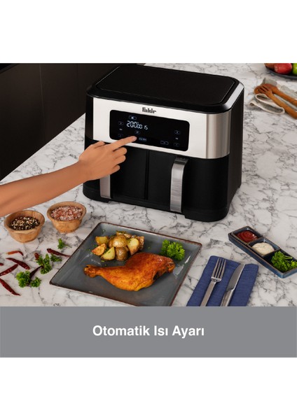 Siyah Sıcak Hava Fritözü, Sağlıklı ve Pratik Yemek Seçeneği fırsatları