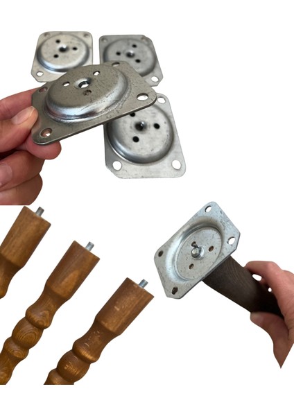 Hamadex 38–41–44–47 cm Açık Meşe Torna Ayak Ahşap Mobilya Zigon Sehpa Ayağı 4’lü Set | 16 Adet Ayak + 16 Bağlantı Aparatı modelleri