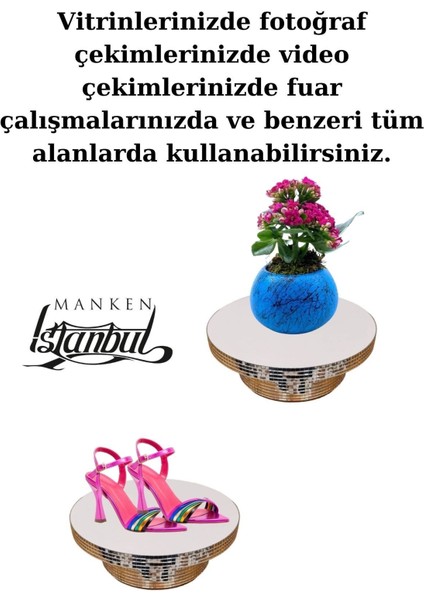 Gümüş Kaplama 24 cm Çap 220 Volt Elektrik Ile Çalışan Tek Yönlü Döner Platform Fotoğraf Çekim Standı modelleri