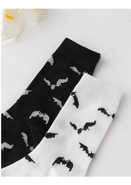 Unisex 4 Çift Halloween Örümcek ve Yarasa Desenli Cadılar Bayramı Temalı Soket Çorap modelleri